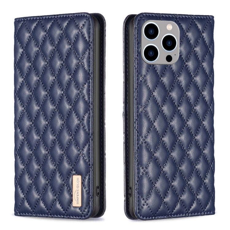 Diamond Lattice Magnetic Leather Flip Phone Case, For iPhone 15 Pro Max, For iPhone 15 Pro, For i...
