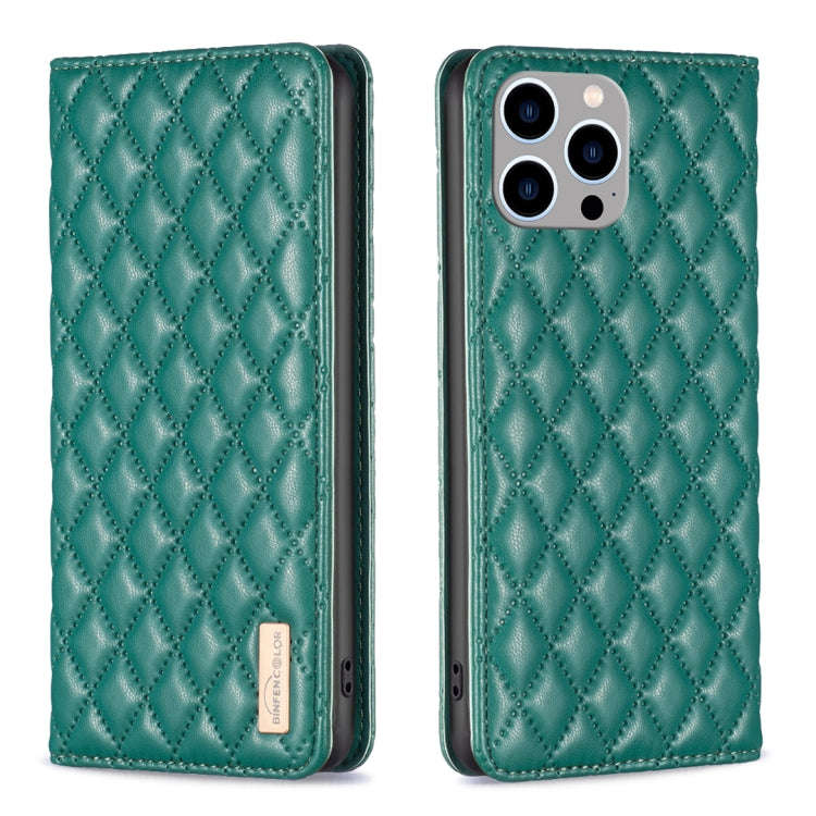 Diamond Lattice Magnetic Leather Flip Phone Case, For iPhone 15 Pro Max, For iPhone 15 Pro, For i...