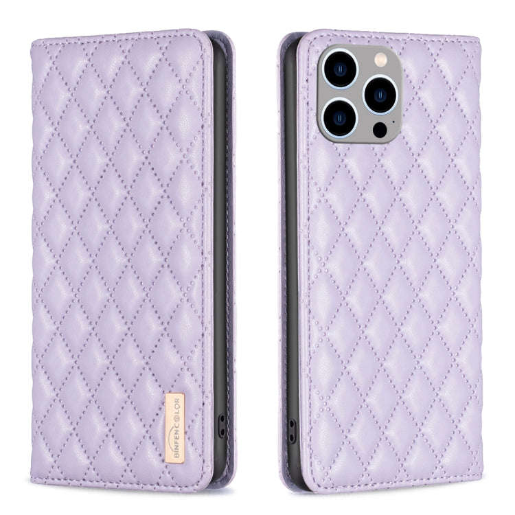 Diamond Lattice Magnetic Leather Flip Phone Case, For iPhone 15 Pro Max, For iPhone 15 Pro, For i...