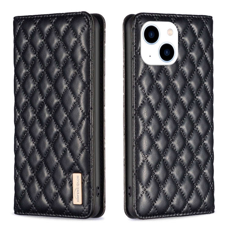 Diamond Lattice Magnetic Leather Flip Phone Case, For iPhone 15 Pro Max, For iPhone 15 Pro, For i...