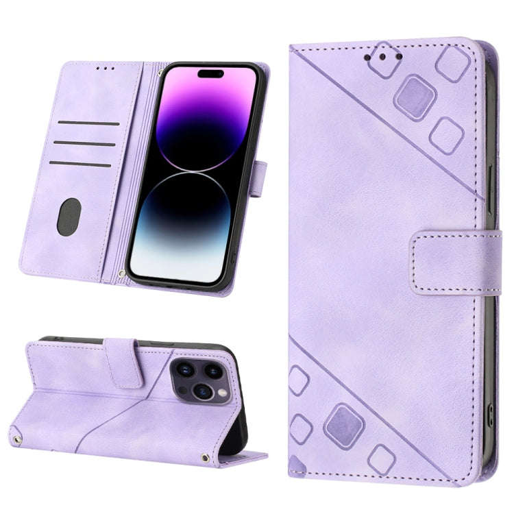 Skin-feel Embossed Leather Phone Case, For iPhone 16, For iPhone 15 Pro Max, For iPhone 15 Pro, F...