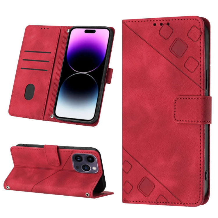 Skin-feel Embossed Leather Phone Case, For iPhone 16, For iPhone 15 Pro Max, For iPhone 15 Pro, F...