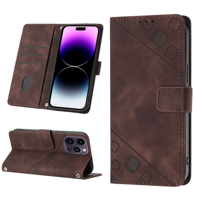 Skin-feel Embossed Leather Phone Case, For iPhone 16, For iPhone 15 Pro Max, For iPhone 15 Pro, F...