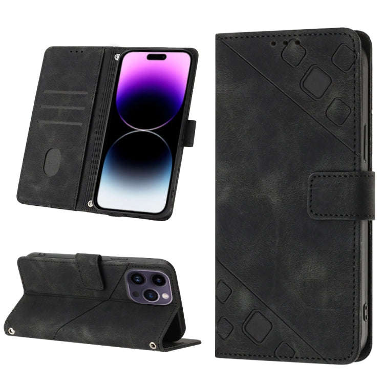 Skin-feel Embossed Leather Phone Case, For iPhone 16, For iPhone 15 Pro Max, For iPhone 15 Pro, F...