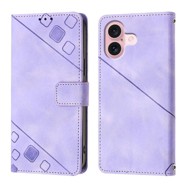 Skin-feel Embossed Leather Phone Case, For iPhone 16, For iPhone 15 Pro Max, For iPhone 15 Pro, F...