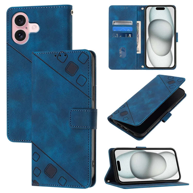 Skin-feel Embossed Leather Phone Case, For iPhone 16, For iPhone 15 Pro Max, For iPhone 15 Pro, F...