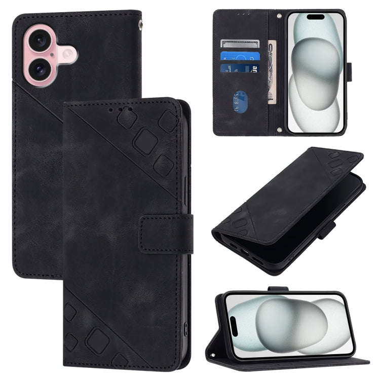 Skin-feel Embossed Leather Phone Case, For iPhone 16, For iPhone 15 Pro Max, For iPhone 15 Pro, F...