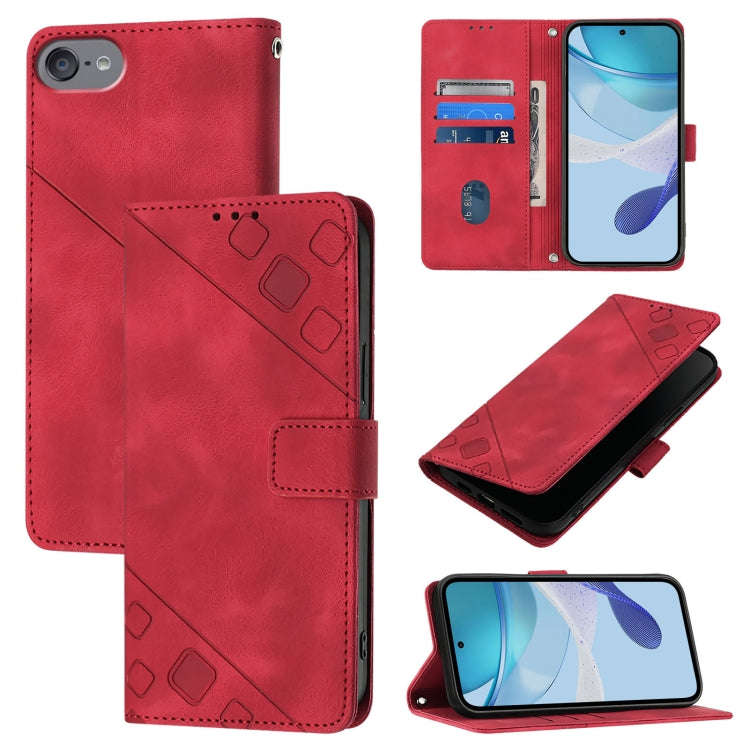 Skin-feel Embossed Leather Phone Case, For iPhone 16, For iPhone 15 Pro Max, For iPhone 15 Pro, F...