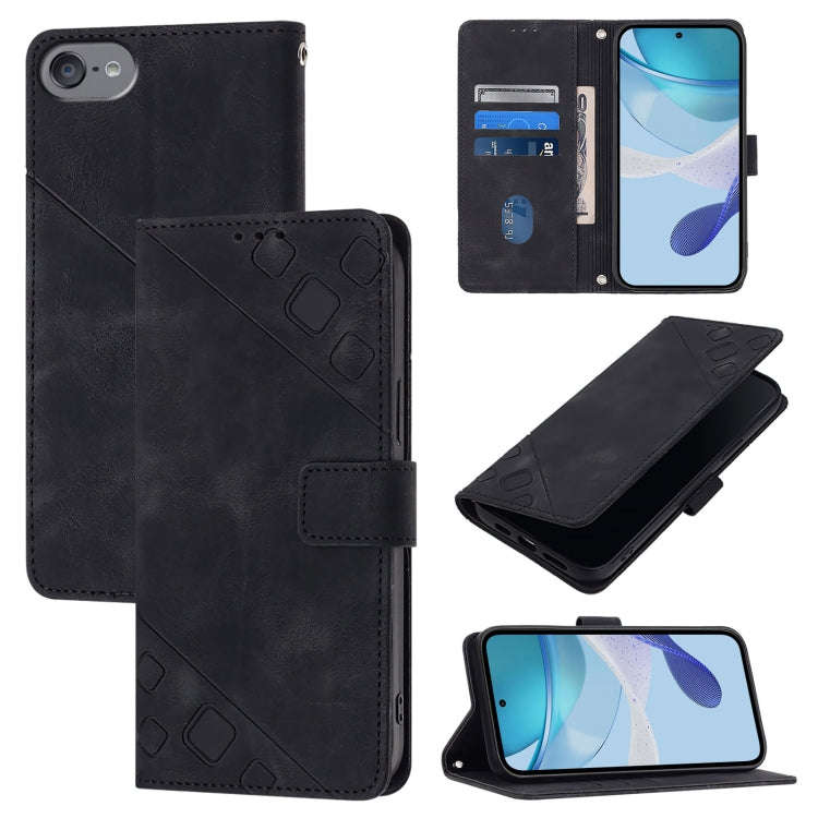 Skin-feel Embossed Leather Phone Case, For iPhone 16, For iPhone 15 Pro Max, For iPhone 15 Pro, F...