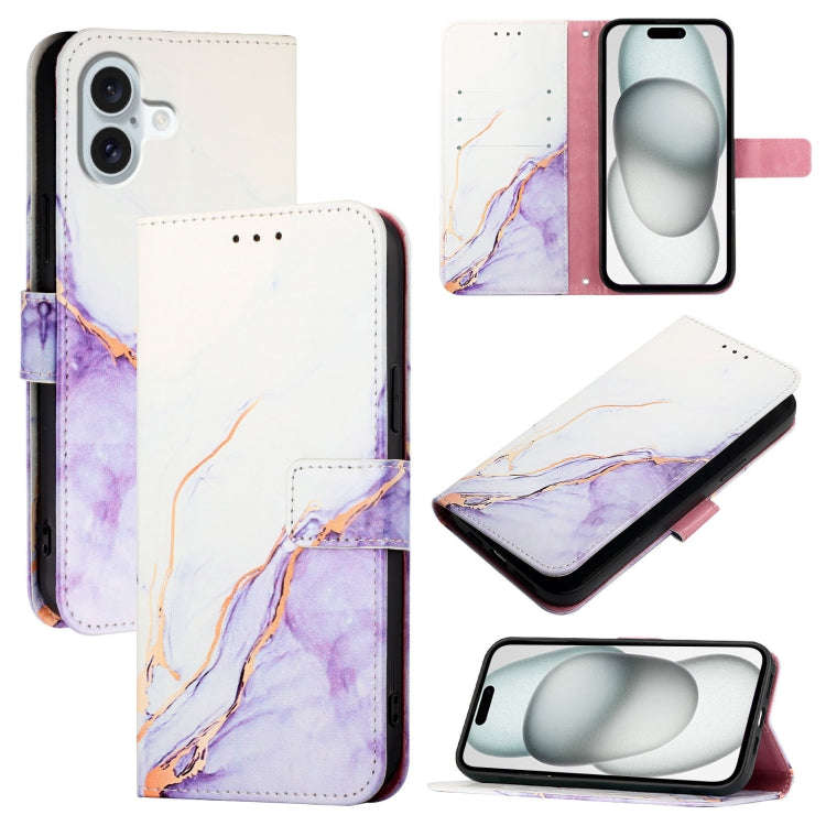 PT003 Marble Pattern Flip Leather Phone Case, For iPhone 17e / 16e, For iPhone 16 Pro Max, For iP...