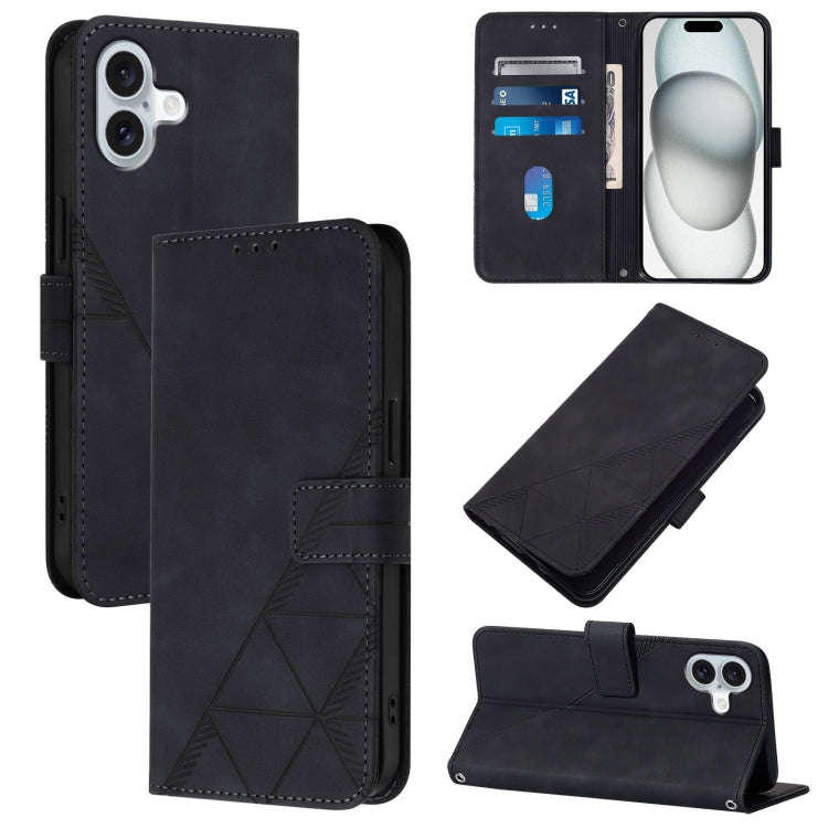 Crossbody 3D Embossed Flip Leather Phone Case, For iPhone 18 Pro / 17 Pro, For iPhone 18 Pro Max ...