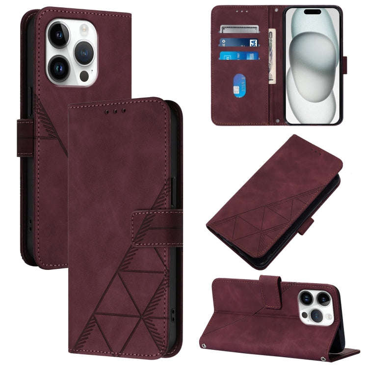 Crossbody 3D Embossed Flip Leather Phone Case, For iPhone 18 Pro / 17 Pro, For iPhone 18 Pro Max ...
