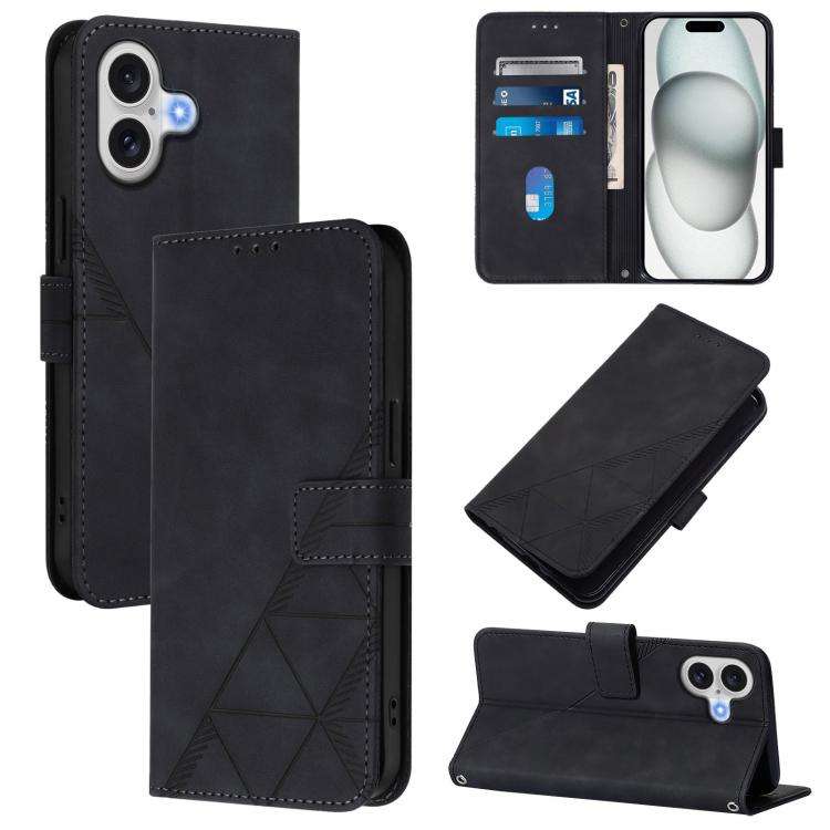 Crossbody 3D Embossed Flip Leather Phone Case, For iPhone 18 Pro / 17 Pro, For iPhone 18 Pro Max ...