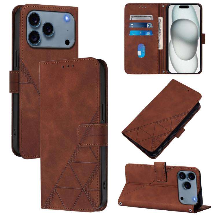 Crossbody 3D Embossed Flip Leather Phone Case, For iPhone 18 Pro / 17 Pro, For iPhone 18 Pro Max ...