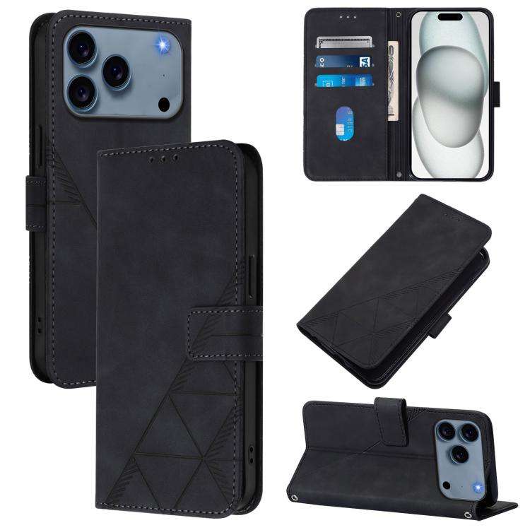 Crossbody 3D Embossed Flip Leather Phone Case, For iPhone 18 Pro / 17 Pro, For iPhone 18 Pro Max ...