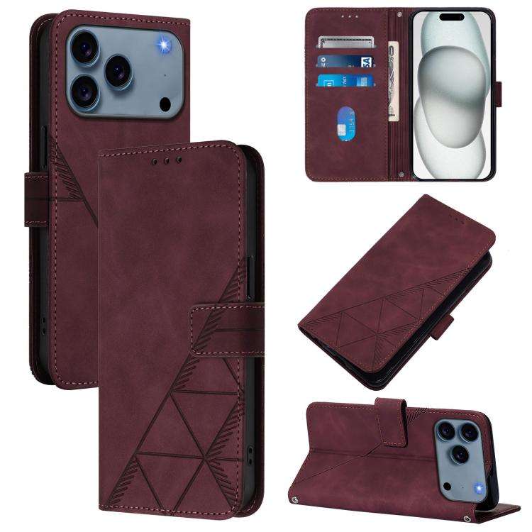 Crossbody 3D Embossed Flip Leather Phone Case, For iPhone 18 Pro / 17 Pro, For iPhone 18 Pro Max ...