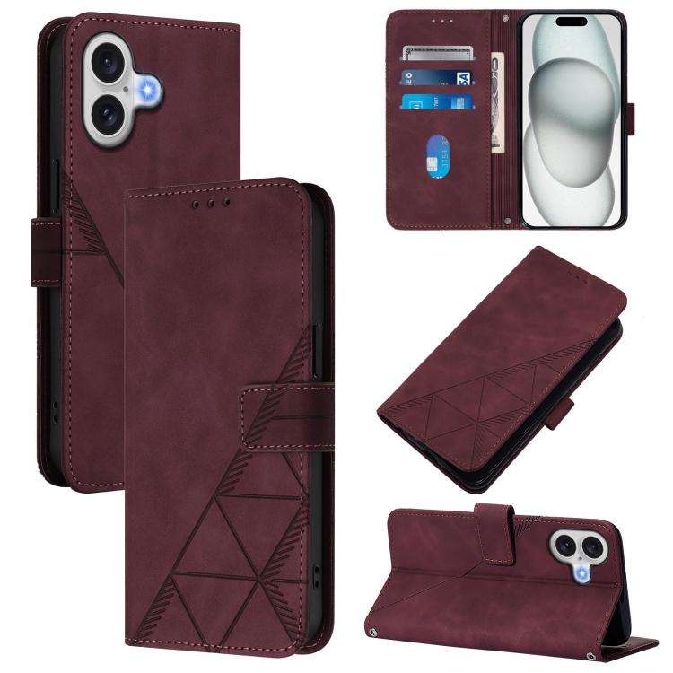 Crossbody 3D Embossed Flip Leather Phone Case, For iPhone 18 Pro / 17 Pro, For iPhone 18 Pro Max ...