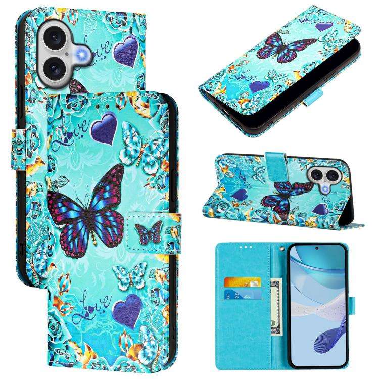 Colored Drawing Pattern Plain Weave Leather Phone Case, For iPhone 17e / 16e, For iPhone 17 Pro M...