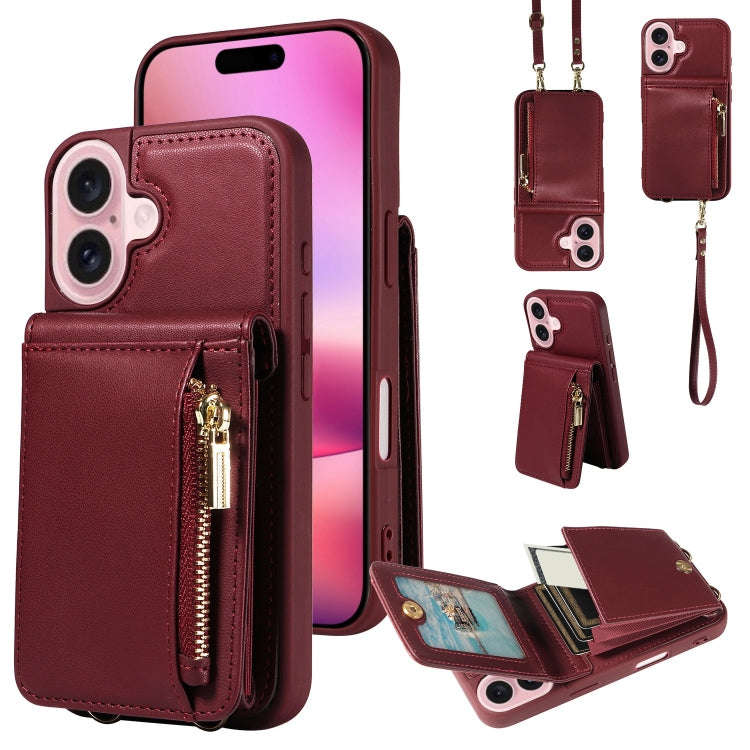 Crossbody Lanyard Zipper Wallet Leather Phone Case, For iPhone 18 / 17, For iPhone 18 Pro / 17 Pr...