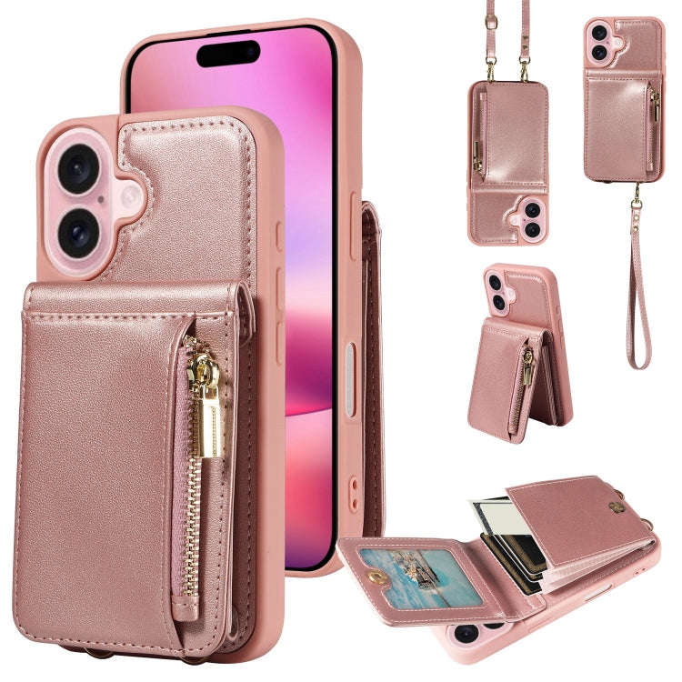 Crossbody Lanyard Zipper Wallet Leather Phone Case, For iPhone 18 / 17, For iPhone 18 Pro / 17 Pr...