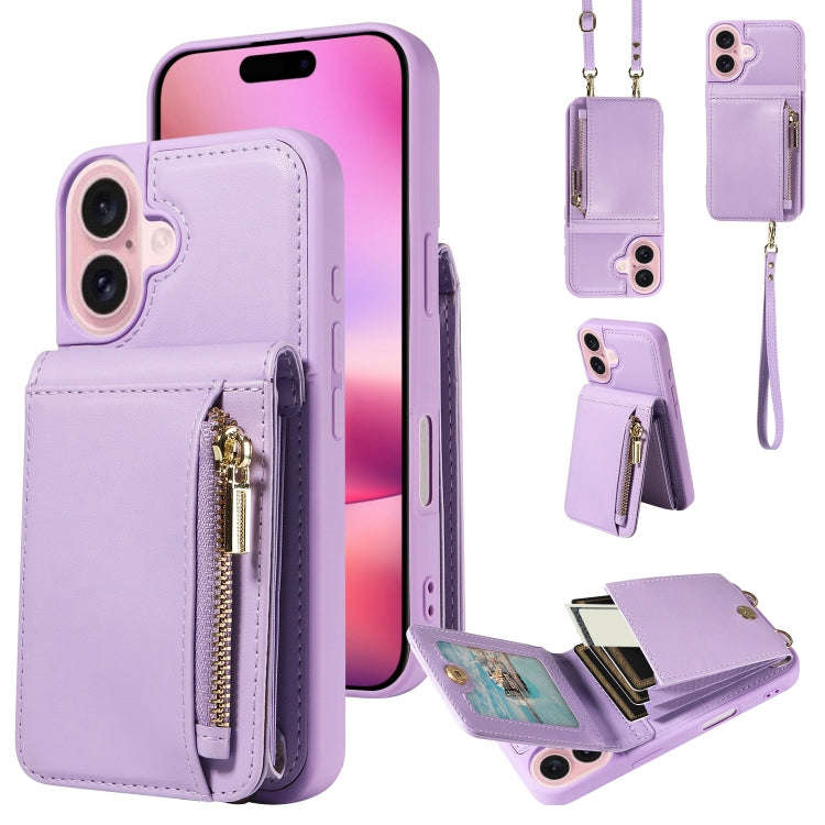Crossbody Lanyard Zipper Wallet Leather Phone Case, For iPhone 18 / 17, For iPhone 18 Pro / 17 Pr...