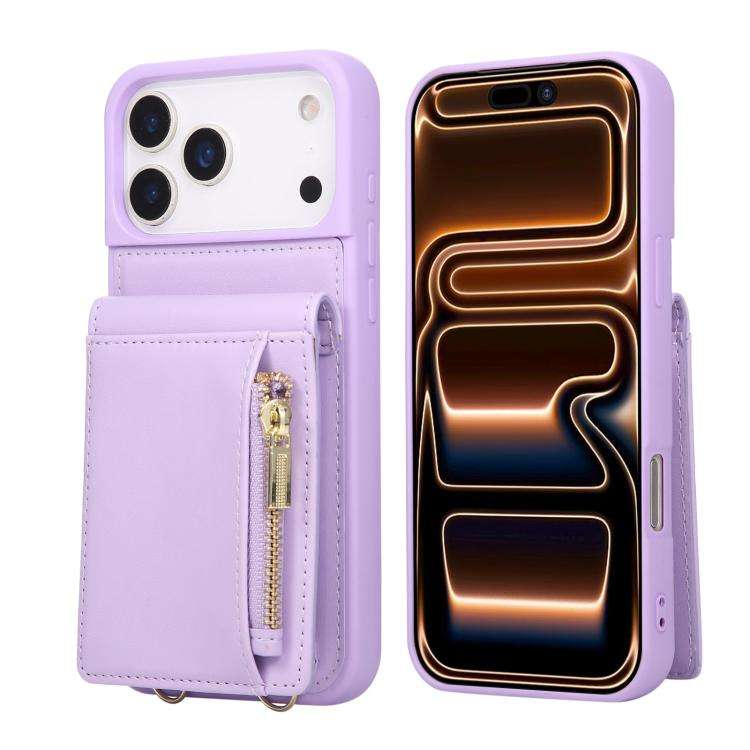 Crossbody Lanyard Zipper Wallet Leather Phone Case, For iPhone 18 / 17, For iPhone 18 Pro / 17 Pr...