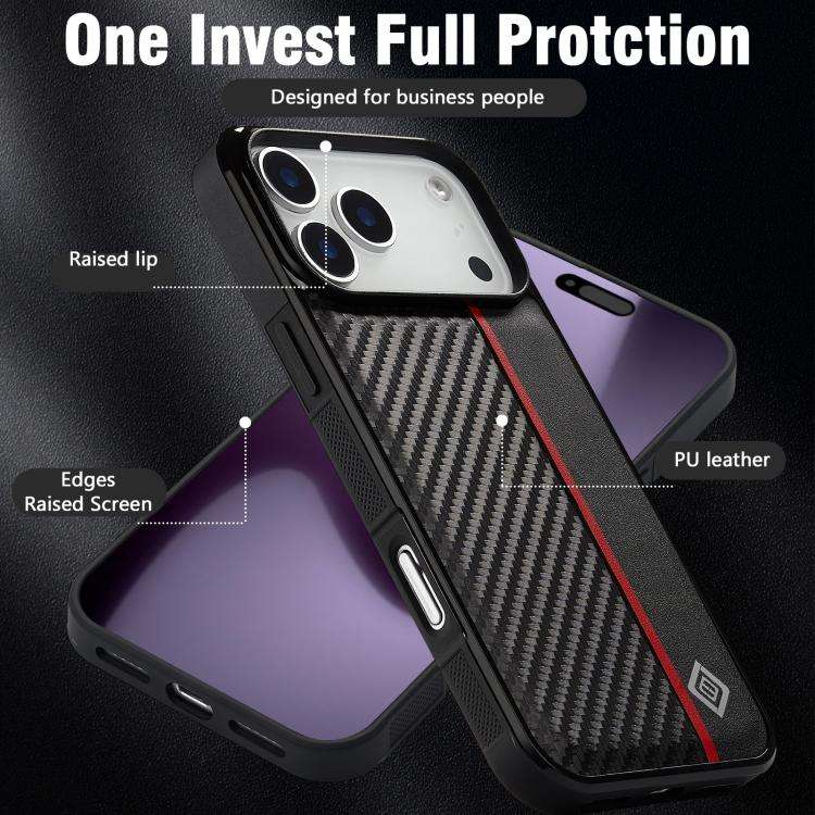 LC.IMEEKE 3 in 1 Carbon Fiber Texture Shockproof Phone Case, For iPhone 18 Pro / 17 Pro, For iPho...