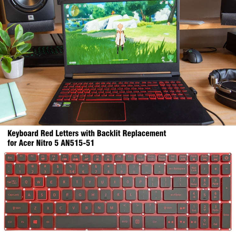 US Version Red Backlight Laptop Keyboard, For Acer Nitro 5 AN515-41, For Acer Nitro 5 AN515-43, F...