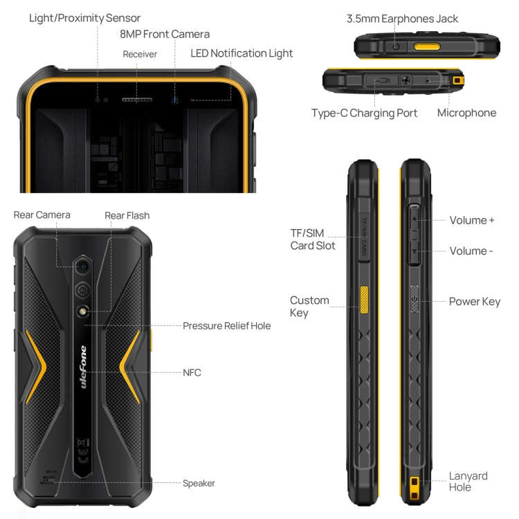 Ulefone Armor X12 Pro, IP68/IP69K Rugged Phone, 5.45 inch Android 16 MediaTek Helio G36 Octa Core...