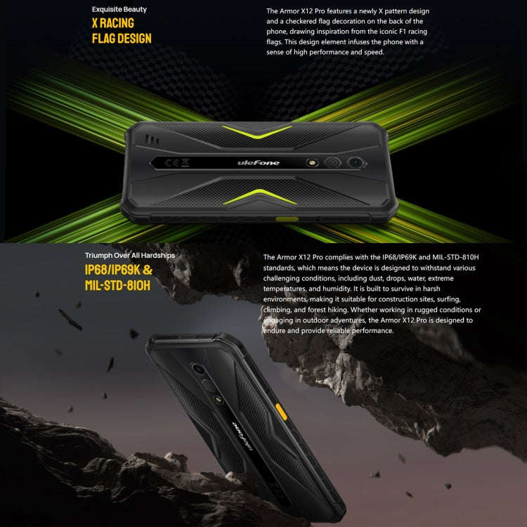 Ulefone Armor X12 Pro, IP68/IP69K Rugged Phone, 5.45 inch Android 16 MediaTek Helio G36 Octa Core...
