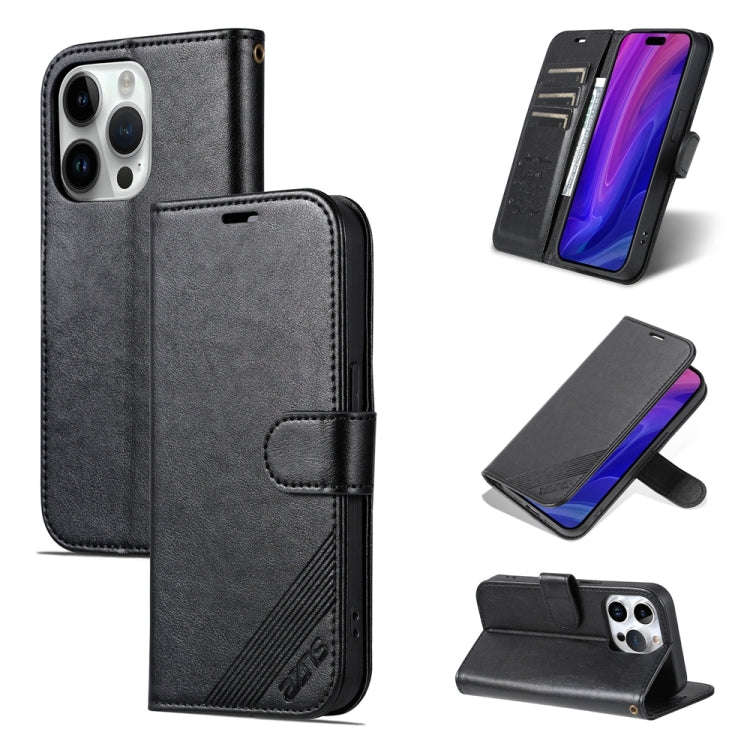 AZNS Sheepskin Texture Flip Leather Phone Case, For iPhone 18 Pro, For iPhone 18 Pro Max, For iPh...
