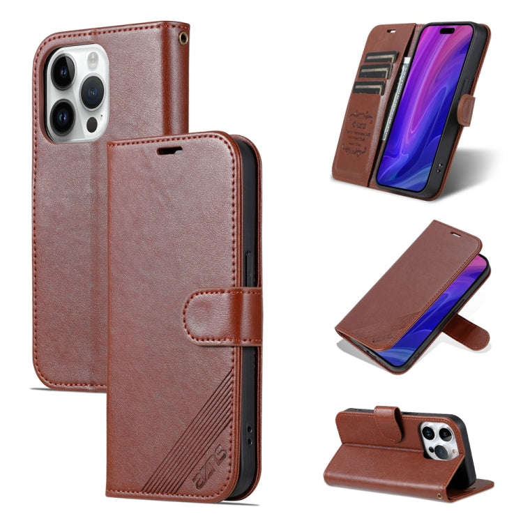 AZNS Sheepskin Texture Flip Leather Phone Case, For iPhone 18 Pro, For iPhone 18 Pro Max, For iPh...