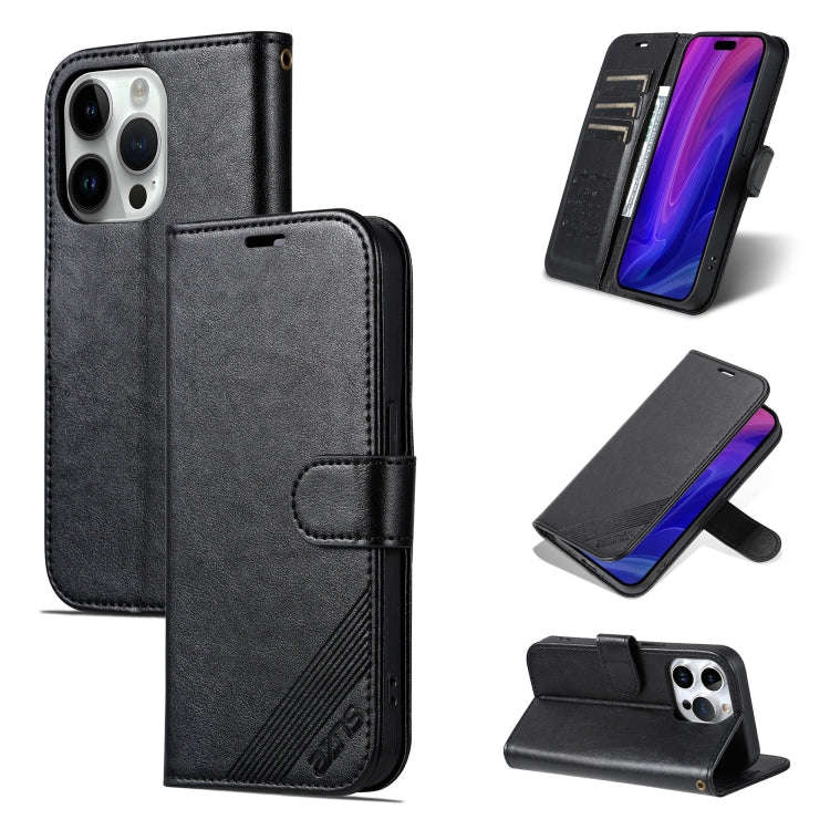 AZNS Sheepskin Texture Flip Leather Phone Case, For iPhone 18 Pro, For iPhone 18 Pro Max, For iPh...