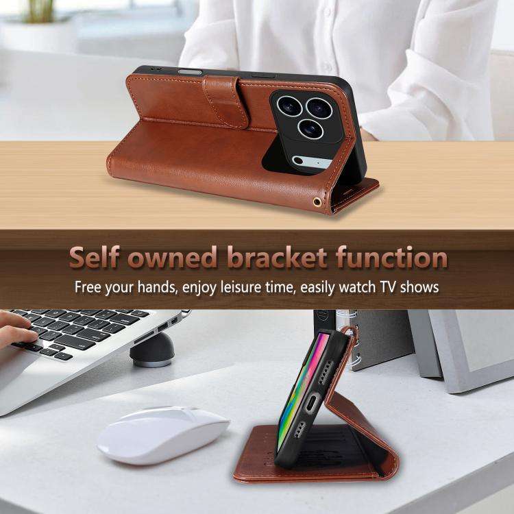 AZNS Sheepskin Texture Flip Leather Phone Case, For iPhone 18 Pro, For iPhone 18 Pro Max, For iPh...