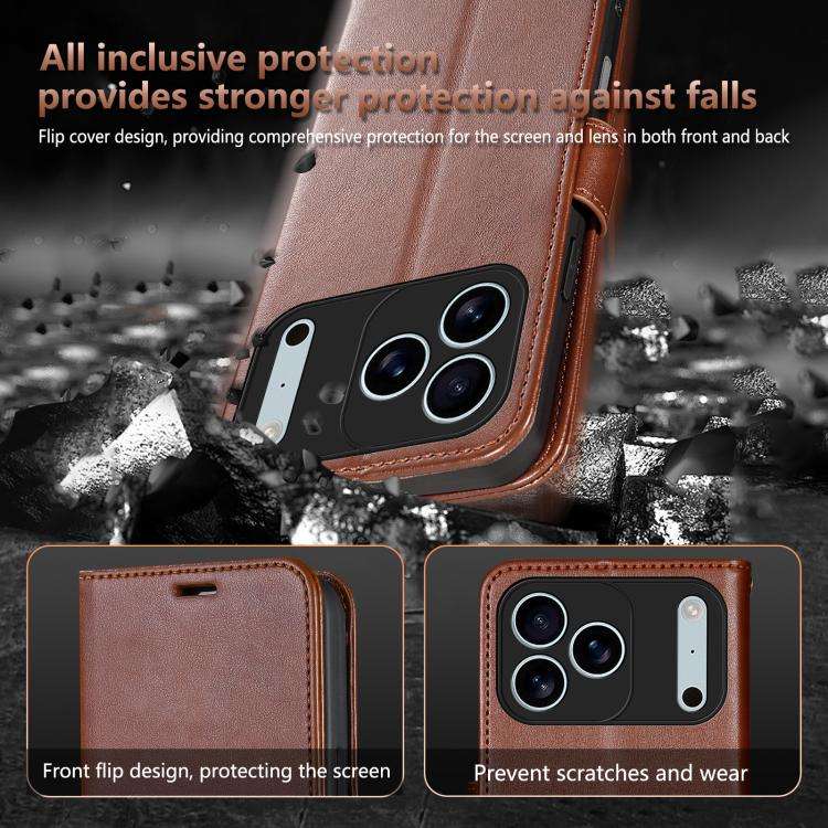 AZNS Sheepskin Texture Flip Leather Phone Case, For iPhone 18 Pro, For iPhone 18 Pro Max, For iPh...