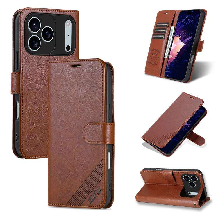 AZNS Sheepskin Texture Flip Leather Phone Case, For iPhone 18 Pro, For iPhone 18 Pro Max, For iPh...