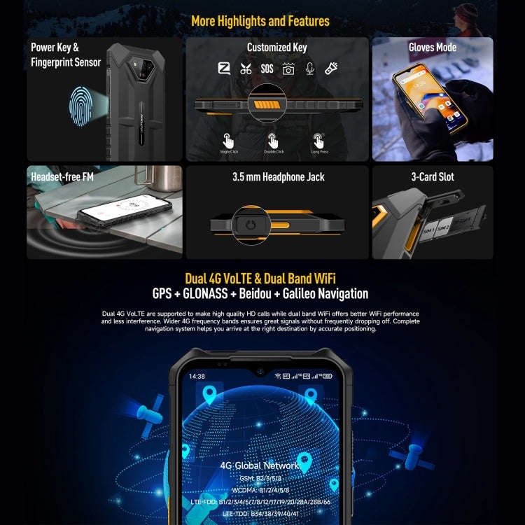Ulefone Armor X13, IP68/IP69K Rugged Phone, 6.52 inch Android 15 MediaTek Helio G36 Octa Core, Ne...
