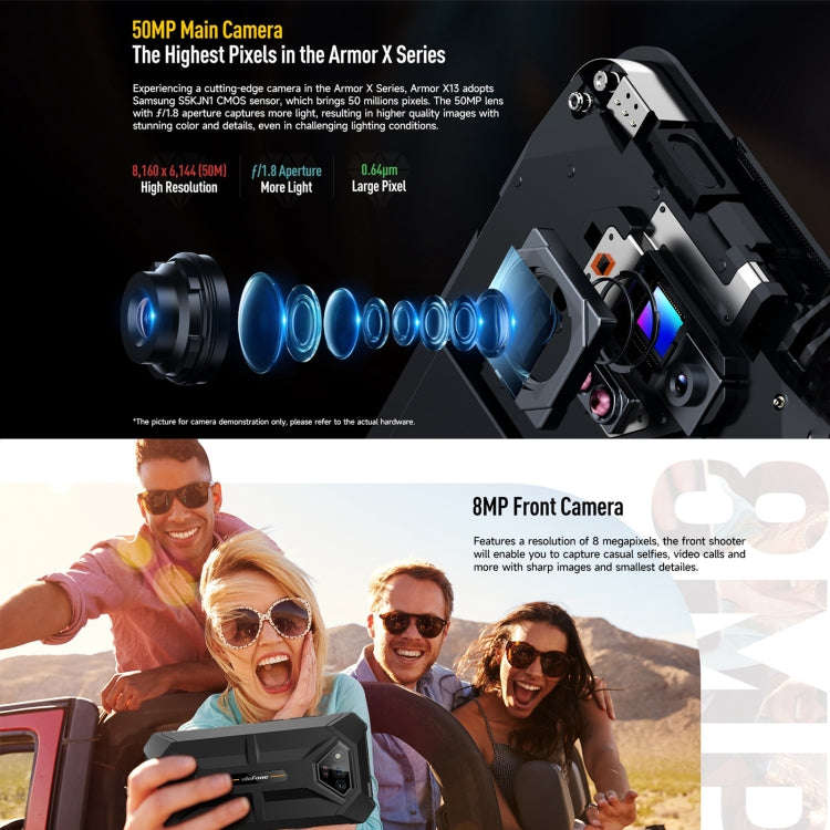 Ulefone Armor X13, IP68/IP69K Rugged Phone, 6.52 inch Android 15 MediaTek Helio G36 Octa Core, Ne...