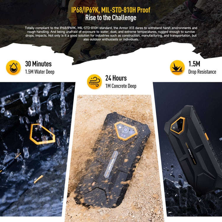 Ulefone Armor X13, IP68/IP69K Rugged Phone, 6.52 inch Android 15 MediaTek Helio G36 Octa Core, Ne...