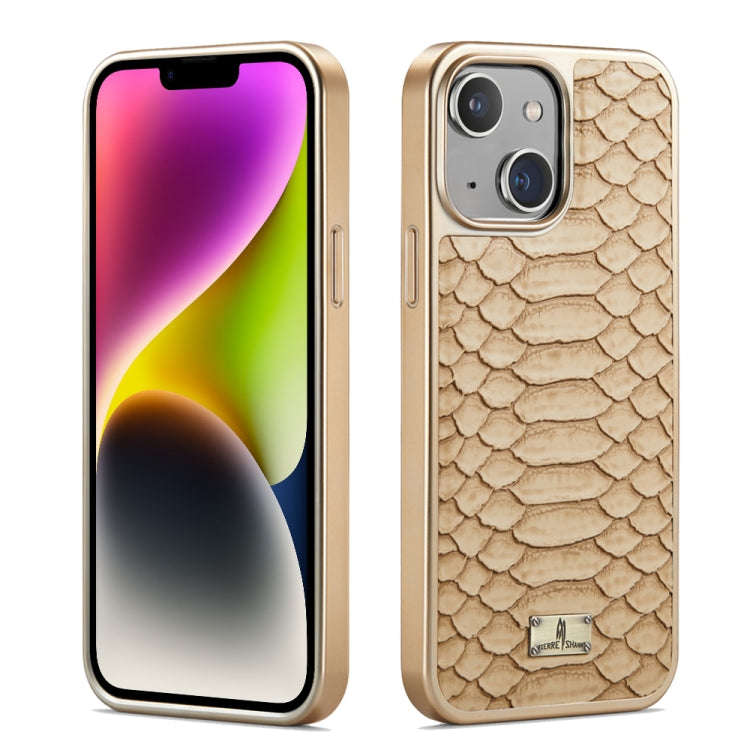 Fierre Shann Python Texture Electroplating PU Phone Case, For iPhone 14 Plus, For iPhone 14, For ...