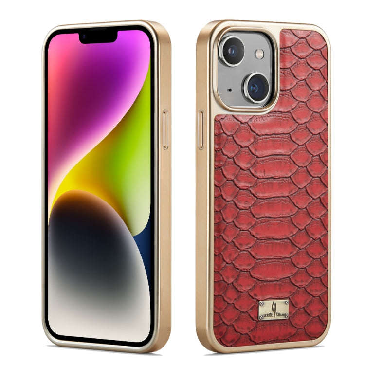 Fierre Shann Python Texture Electroplating PU Phone Case, For iPhone 14 Plus, For iPhone 14, For ...