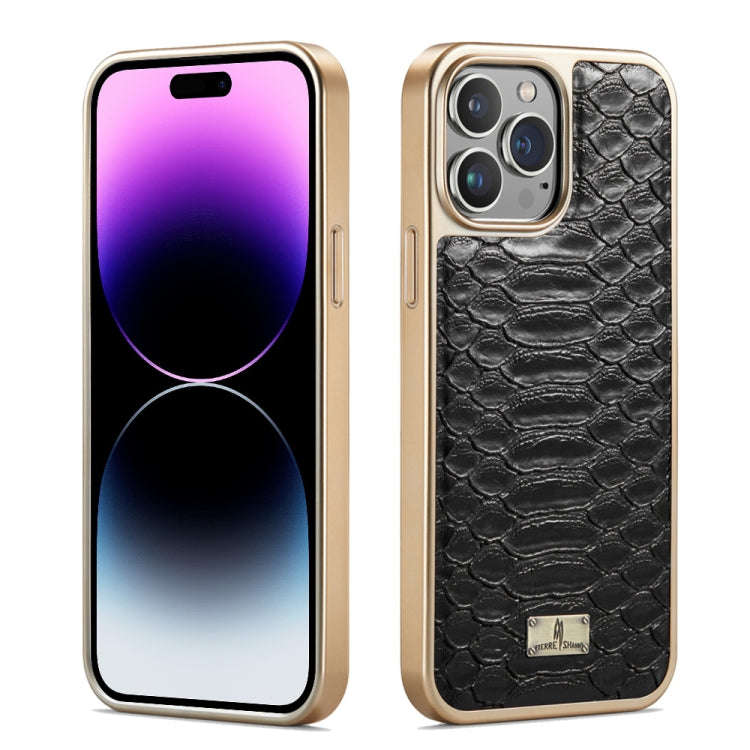 Fierre Shann Python Texture Electroplating PU Phone Case, For iPhone 14 Plus, For iPhone 14, For ...