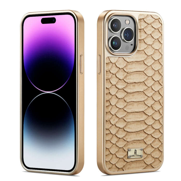 Fierre Shann Python Texture Electroplating PU Phone Case, For iPhone 14 Plus, For iPhone 14, For ...