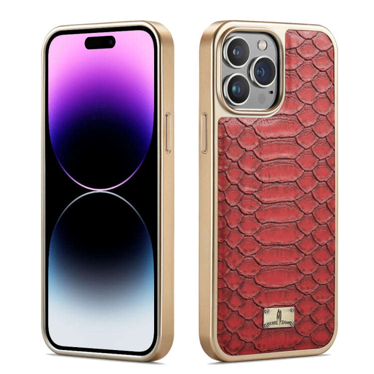 Fierre Shann Python Texture Electroplating PU Phone Case, For iPhone 14 Plus, For iPhone 14, For ...