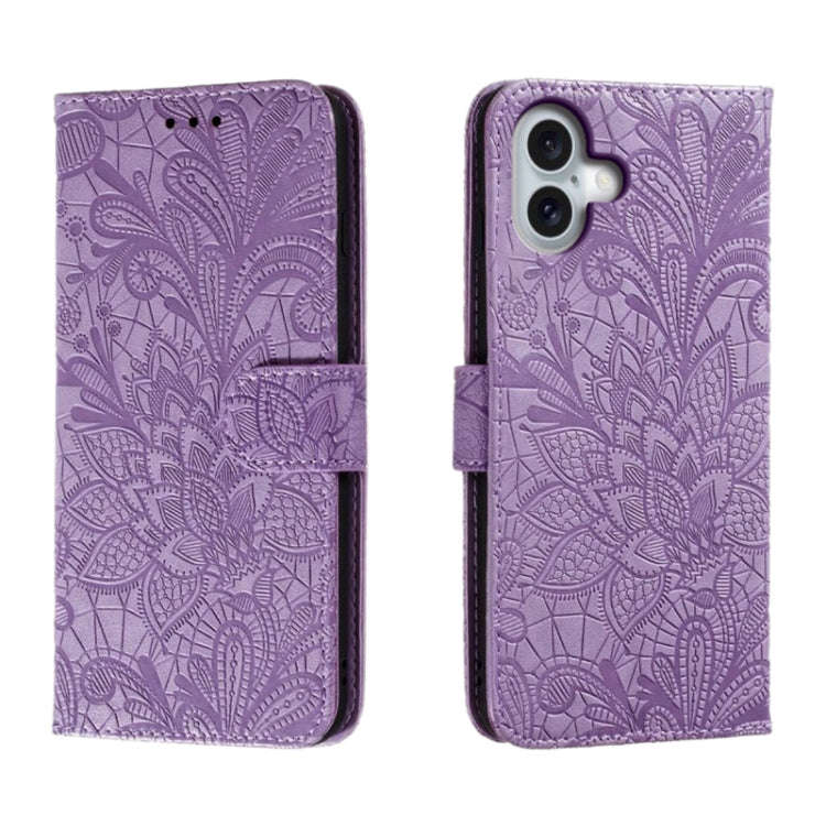 Lace Flower Embossing Flip Leather Phone Case, For iPhone 18 Pro / 17 Pro, For iPhone 18 Pro Max ...