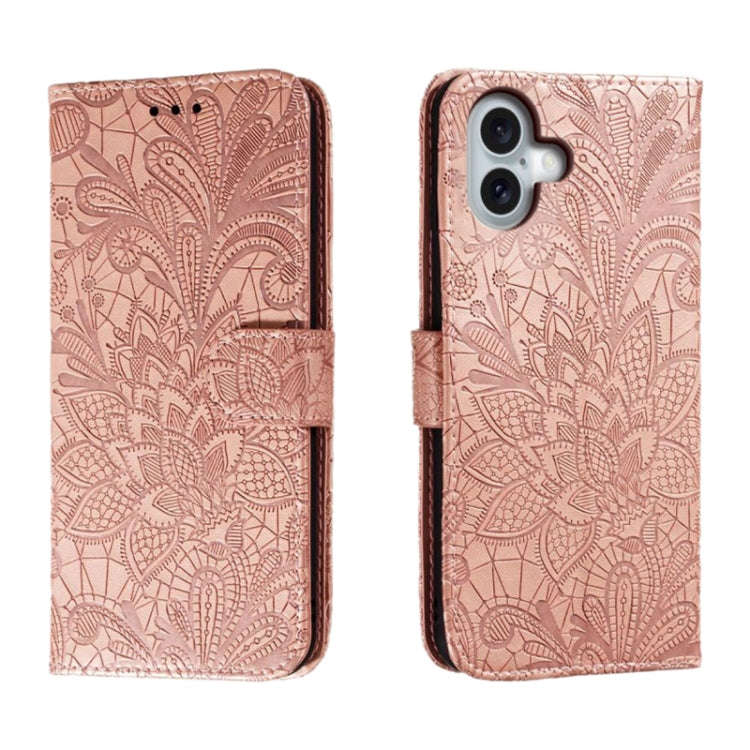 Lace Flower Embossing Flip Leather Phone Case, For iPhone 18 Pro / 17 Pro, For iPhone 18 Pro Max ...