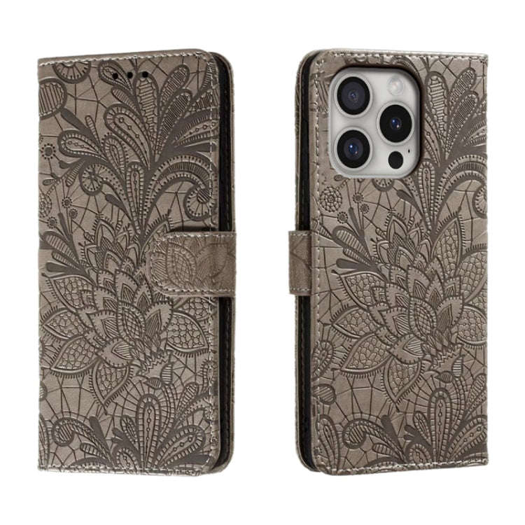 Lace Flower Embossing Flip Leather Phone Case, For iPhone 18 Pro / 17 Pro, For iPhone 18 Pro Max ...