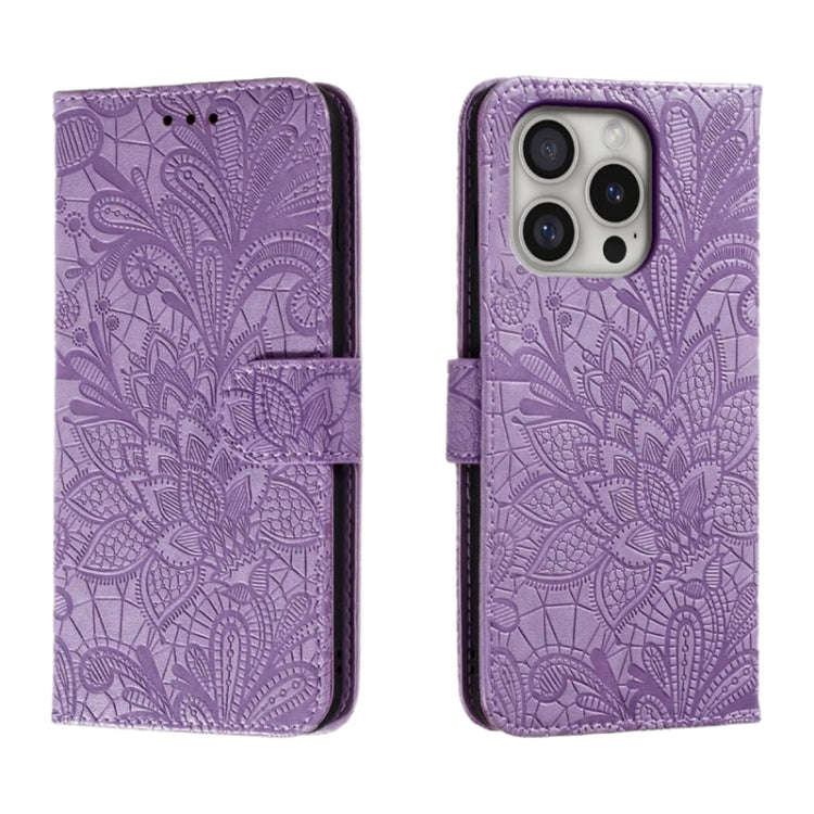 Lace Flower Embossing Flip Leather Phone Case, For iPhone 18 Pro / 17 Pro, For iPhone 18 Pro Max ...