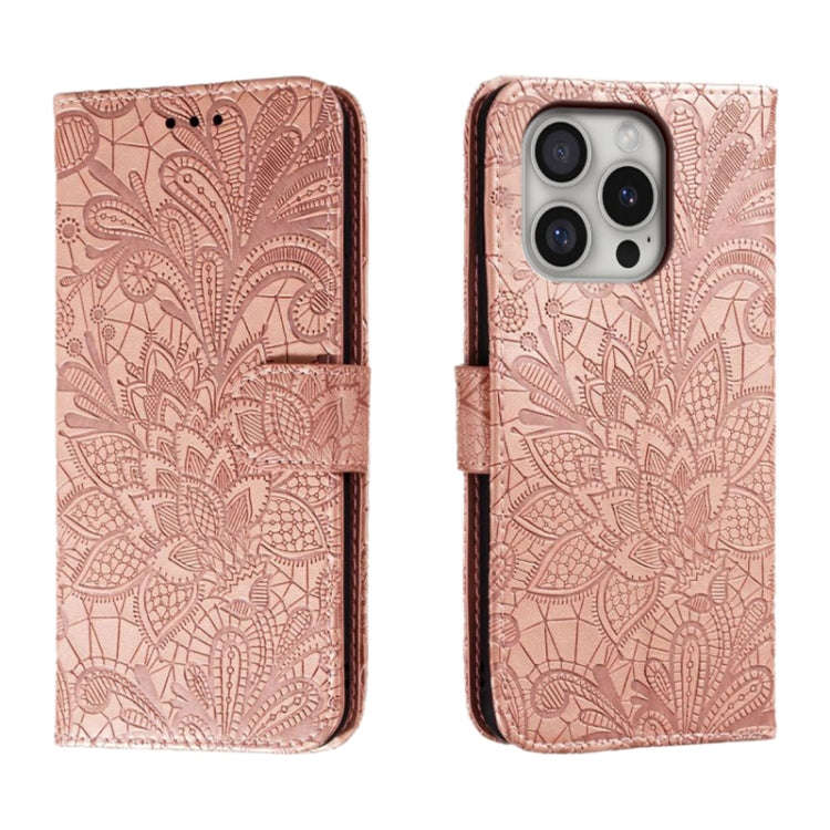 Lace Flower Embossing Flip Leather Phone Case, For iPhone 18 Pro / 17 Pro, For iPhone 18 Pro Max ...