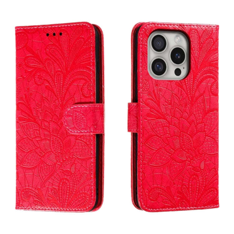 Lace Flower Embossing Flip Leather Phone Case, For iPhone 18 Pro / 17 Pro, For iPhone 18 Pro Max ...
